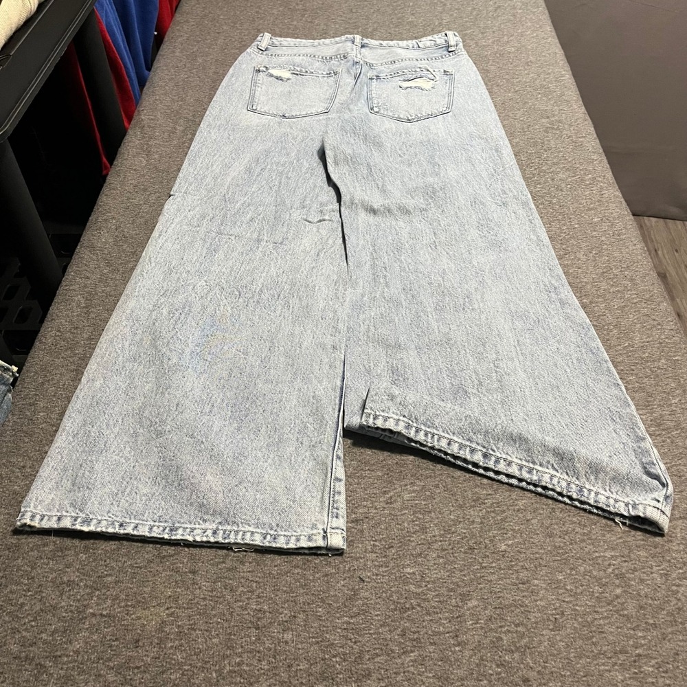 Lovervet by Vervet Light Wash Distressed Wide Leg Jeans 28x31 Womens High Rise